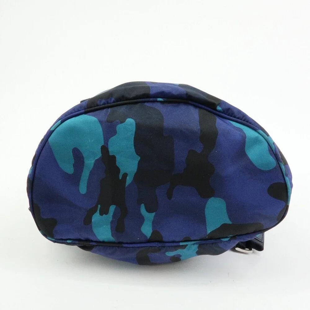 Prada Triangle Logo Nylon Backpack Blue